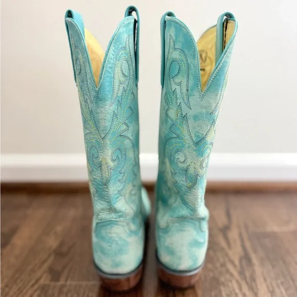 Turquoise Leather 1883 Lucchese Western Boots - Picture 4 of 11